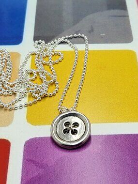 Necklace with vintage Todd Oldham Buttons 90s Silver tone